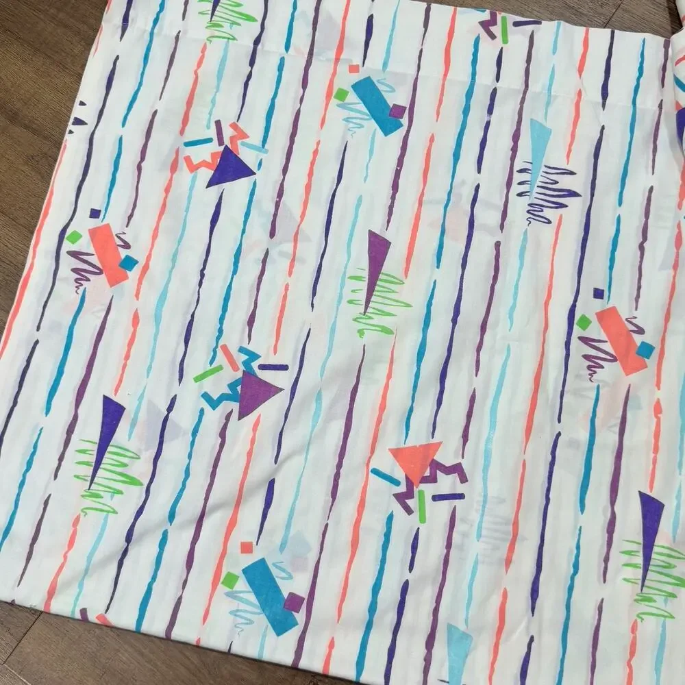 Vintage 1980s Ocean Pacific TWIN Sheet Set Dan River Pop Art Pastel Beach Surf